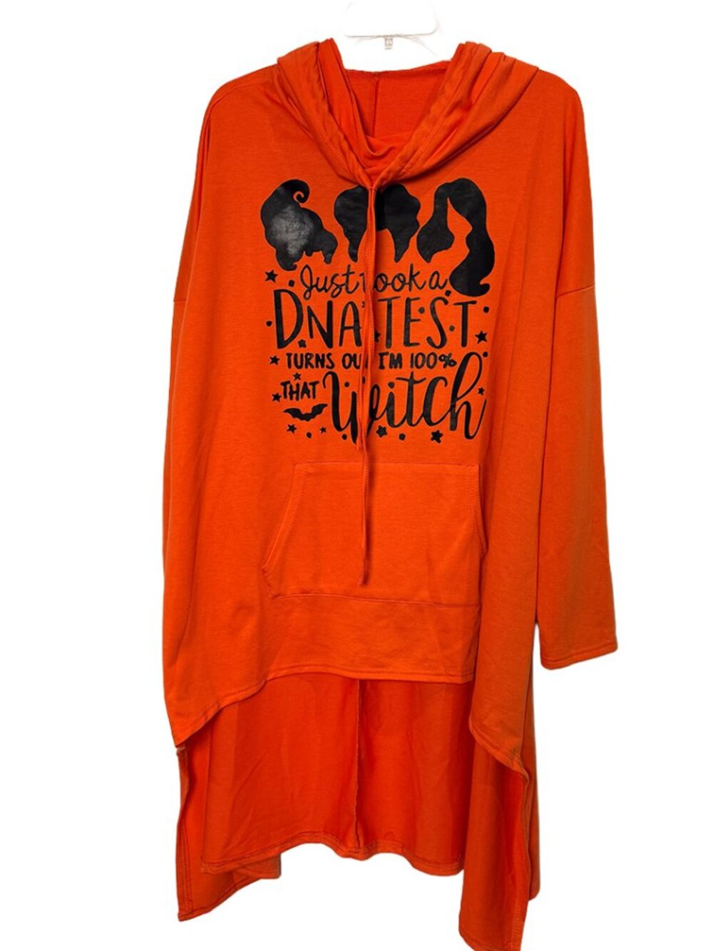 Halloween Witch Hoodie Tunic Dress Plus Size “100% That Witch” High Low Top